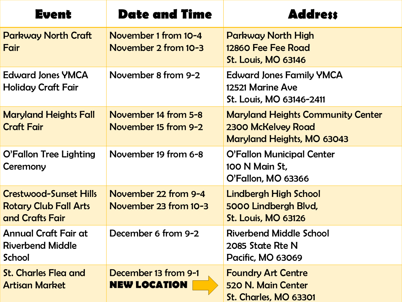 upcoming vendor shows