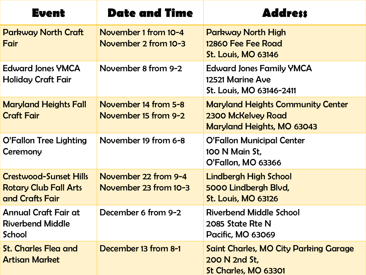 upcoming vendor shows