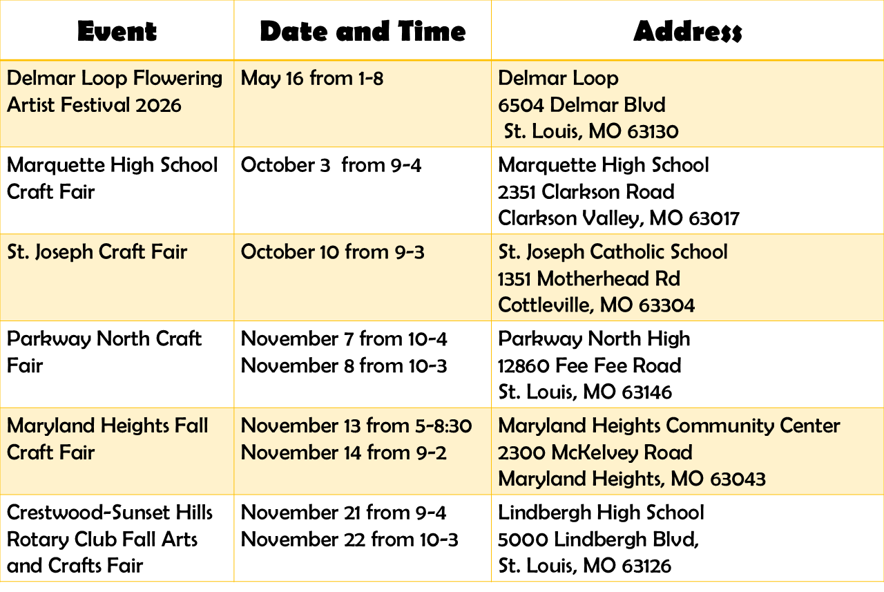 Upcoming Vendor and Craft Shows in St. Louis. upcoming vendor shows