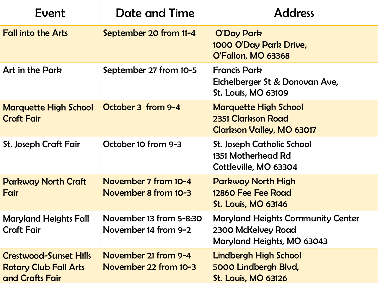 upcoming vendor shows